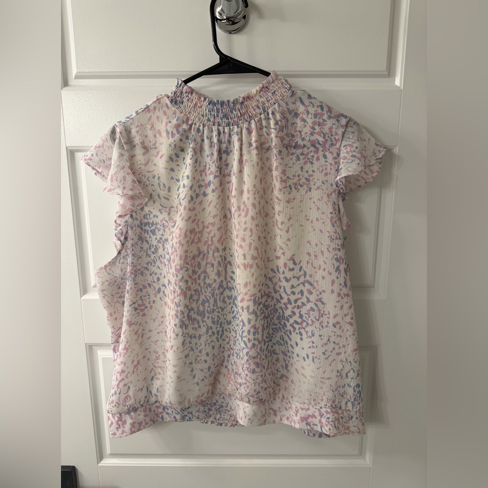Express Multicolor Ruffle Sleeve Top